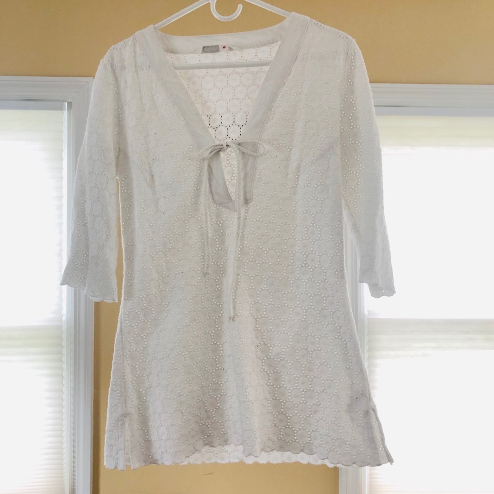100% Cotton White Athleta Dress Swim Cover-Up.